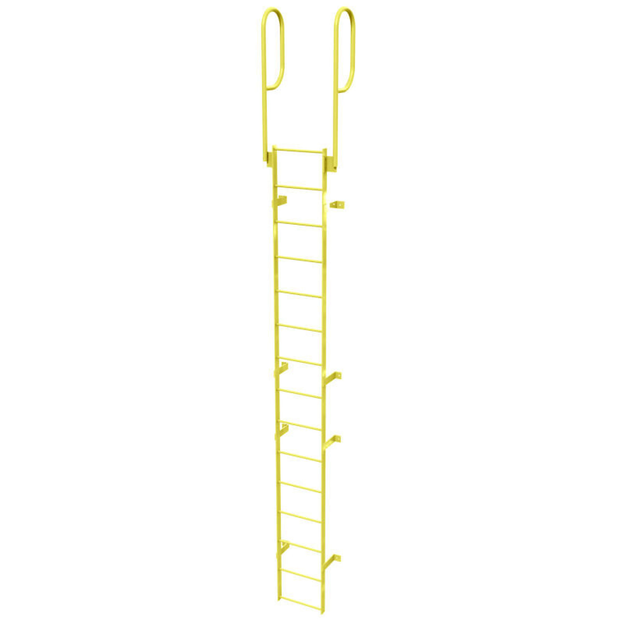 Ballymore, 15 Step Fixed Access Ladder with Walk-thru Rails, Height 222 ft, Capacity 350 lb, Material Carbon Steel, Model# WLFS0215-Y